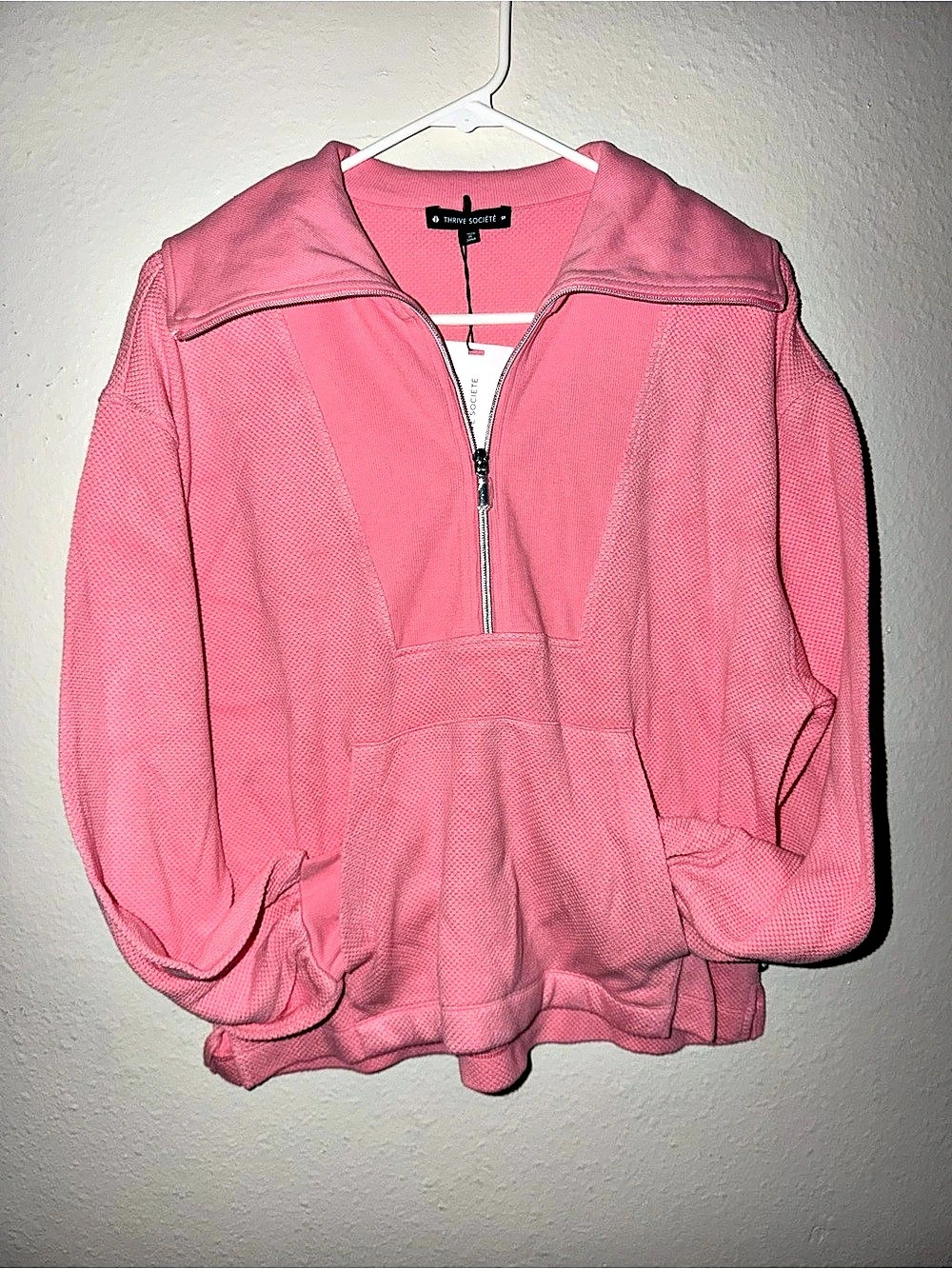 Thrive Societe Marlow Half Zip Pullover Pink